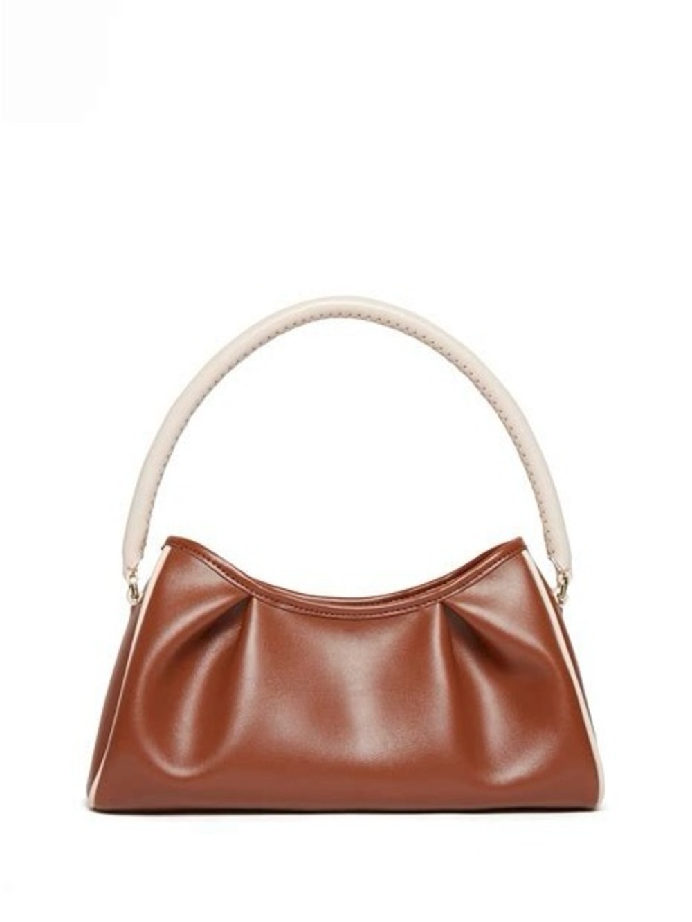 NEW! Elleme Paris Cognac/Beige DIMPLE Small Leather Bag Purse Gold Plated